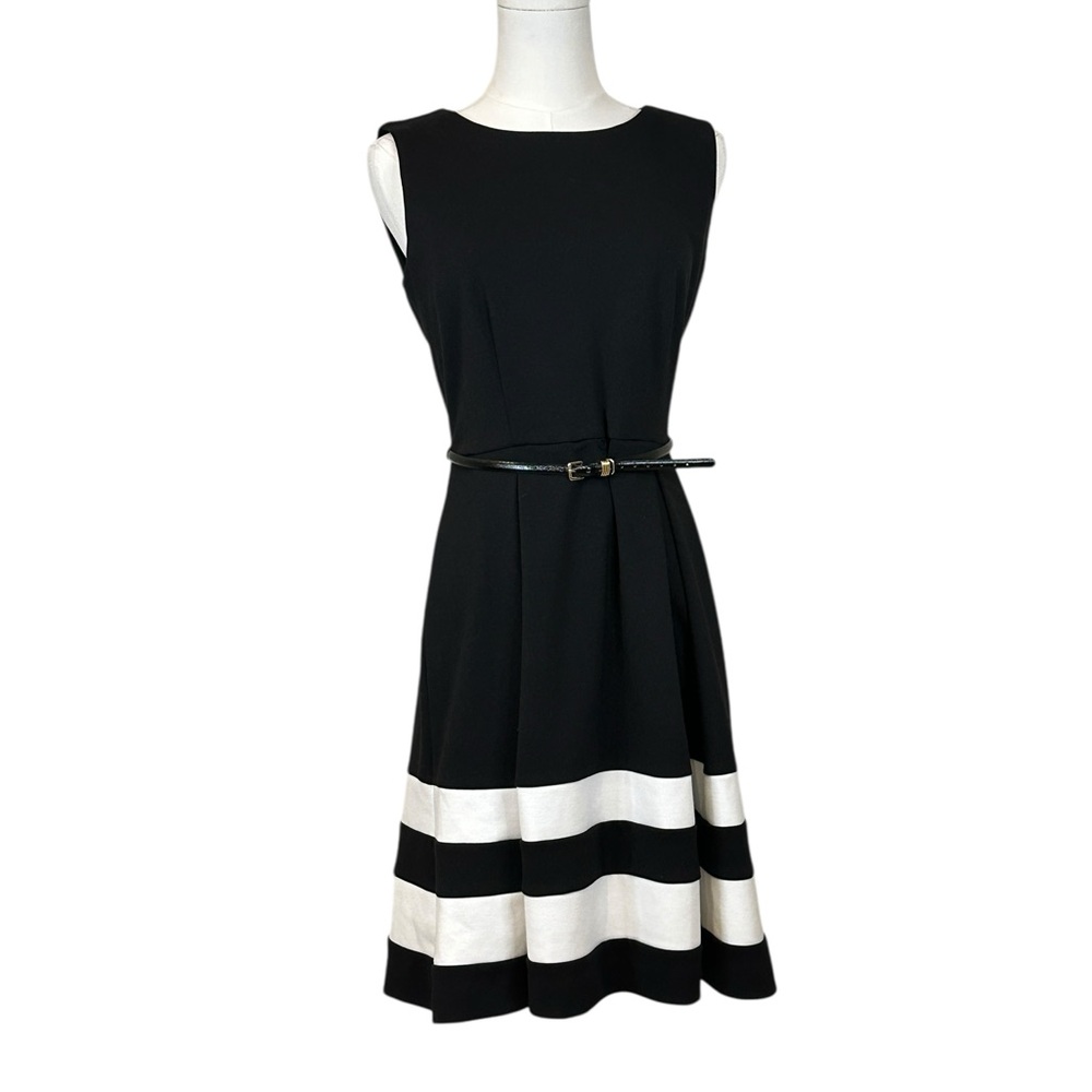 Calvin Klein Black and White Midi Dress Size 4
